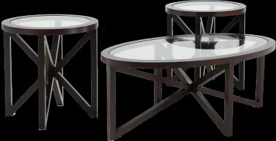 Cole Espresso Cocktail and End Table 3-Piece Set