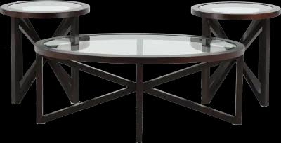 Cole Espresso Cocktail and End Table 3-Piece Set