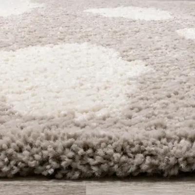 Kids Beige Cloud Print 5' Round Shag Rug