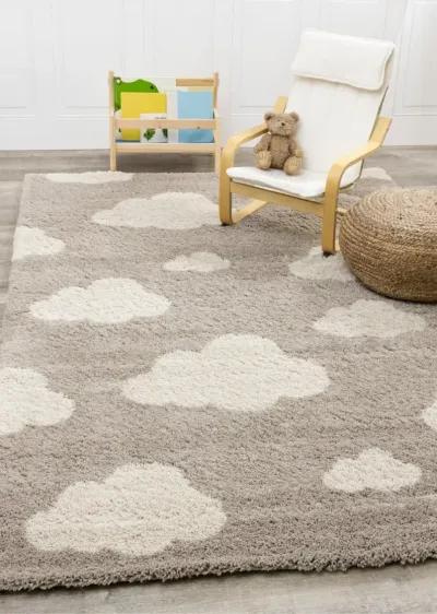 Kids 5 x 8 Beige Cloud Print Shag Area Rug