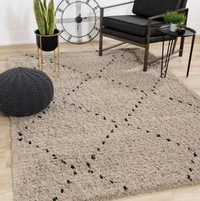 Rondo Beige Diamond Stitch 8 x 10 Shag Rug