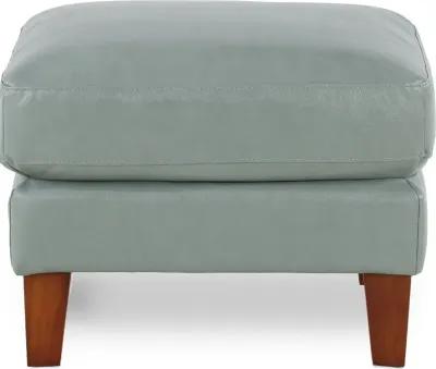 Palmer Ice Blue Leather Ottoman