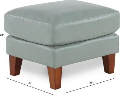 Palmer Ice Blue Leather Ottoman