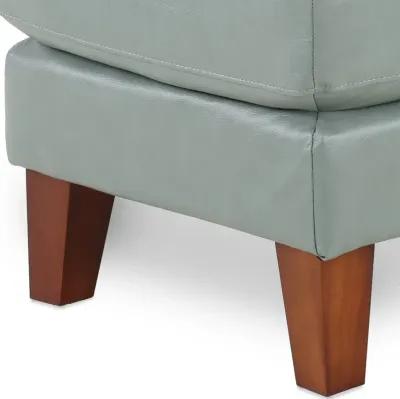 Palmer Ice Blue Leather Ottoman