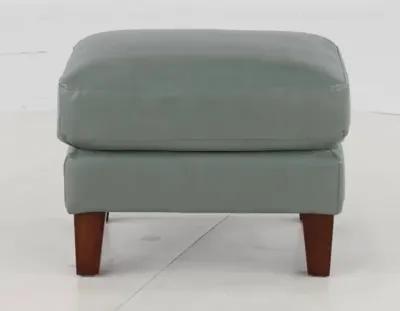 Palmer Ice Blue Leather Ottoman