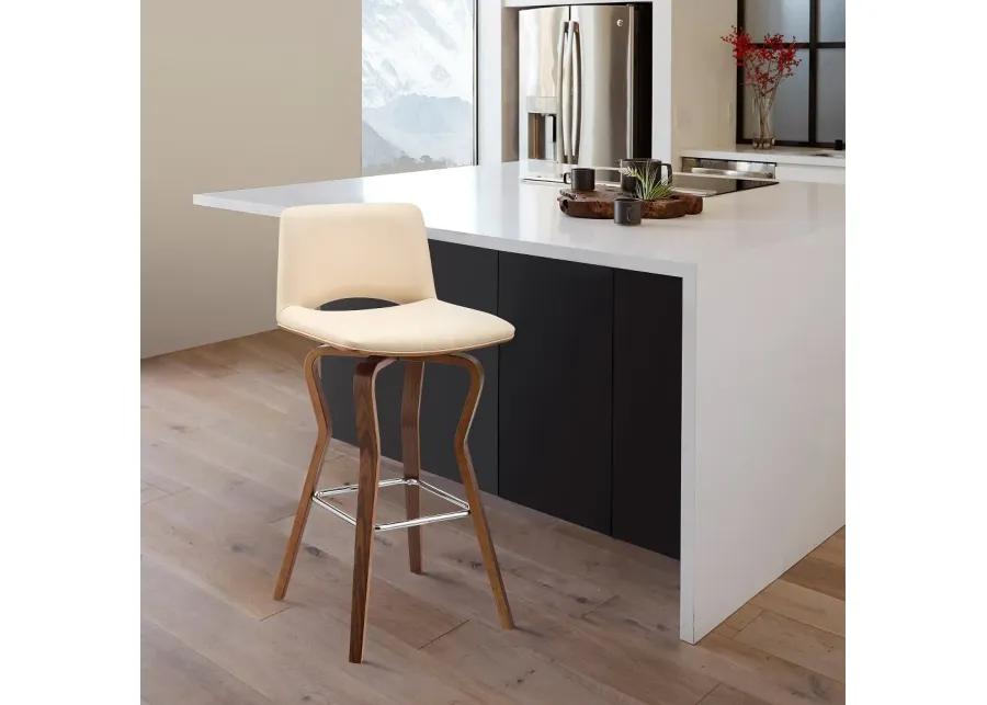 Gerty Cream and Walnut Bar Stool