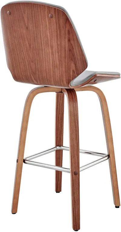 Arabela Gray and Walnut Swivel Counter Height Stool