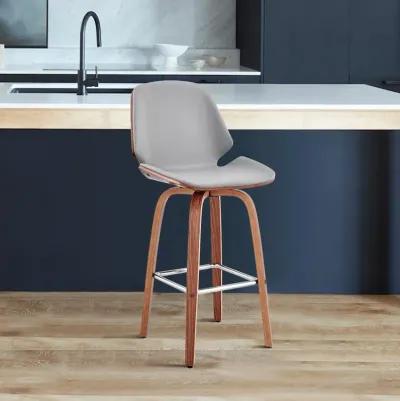 Arabela Gray and Walnut Swivel Counter Height Stool