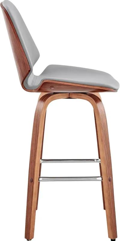 Arabela Gray and Walnut Swivel Counter Height Stool