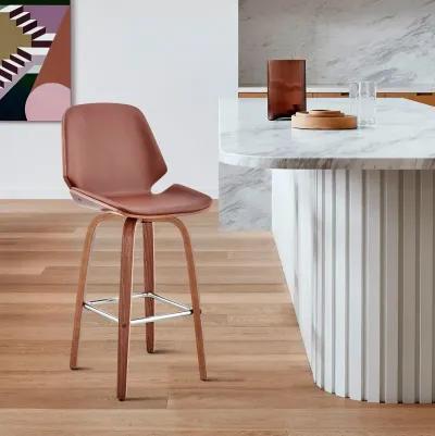 Arabela Brown and Walnut Swivel Counter Height Stool