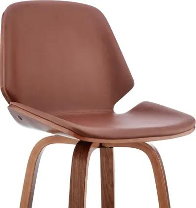 Arabela Brown and Walnut Swivel Counter Height Stool