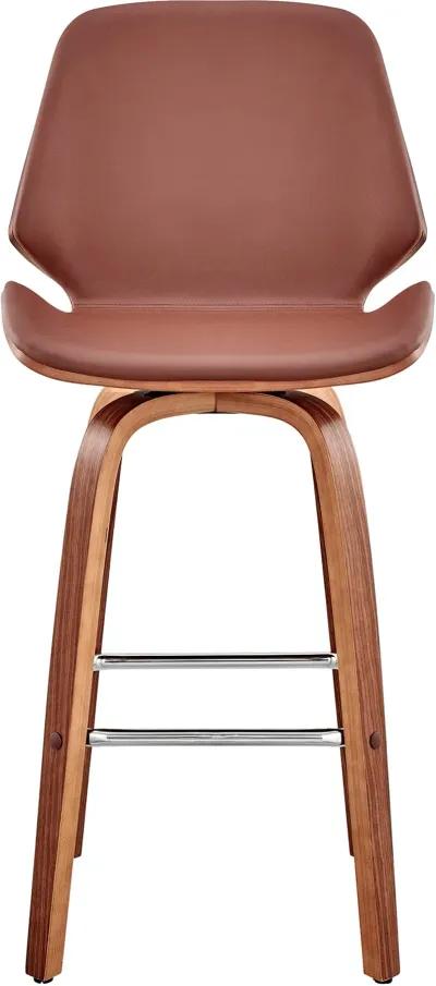 Arabela Brown and Walnut Swivel Counter Height Stool