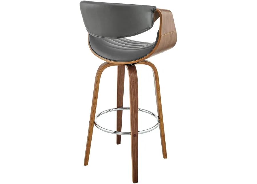 Arya Gray and Walnut Swivel Bar Stool