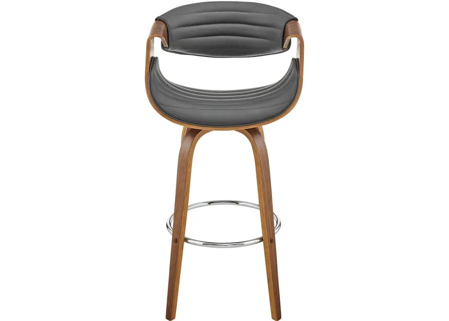 Arya Gray and Walnut Swivel Bar Stool