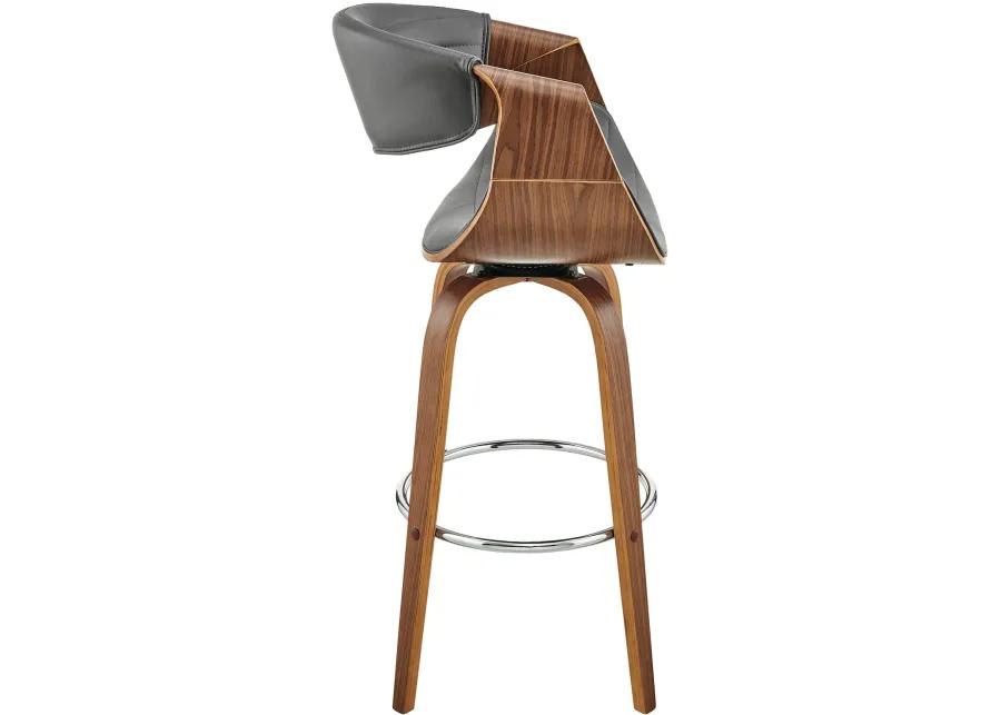 Arya Gray and Walnut Swivel Bar Stool