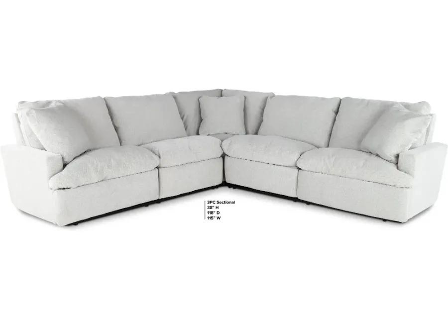 Stratus Cement White 3-Piece Reclining Sectional