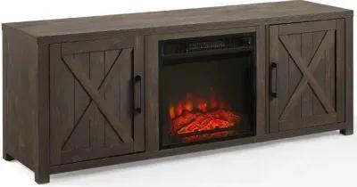 Gordon 58" Walnut Brown TV Stand with Fireplace