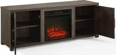 Gordon 58" Walnut Brown TV Stand with Fireplace