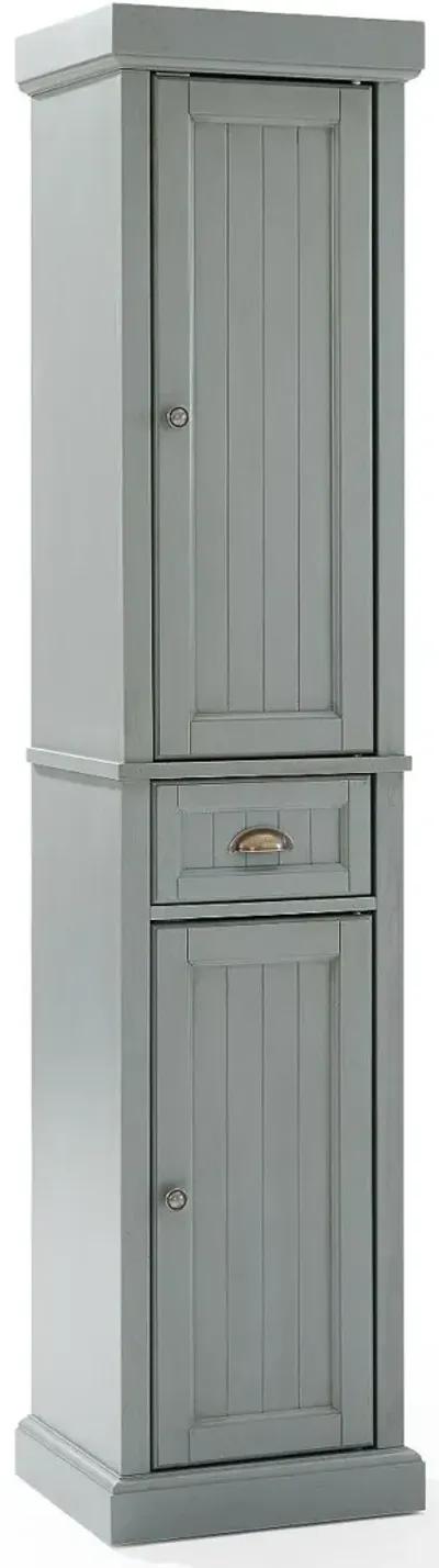 Seaside Distressed Gray Tall Linen Cabinet