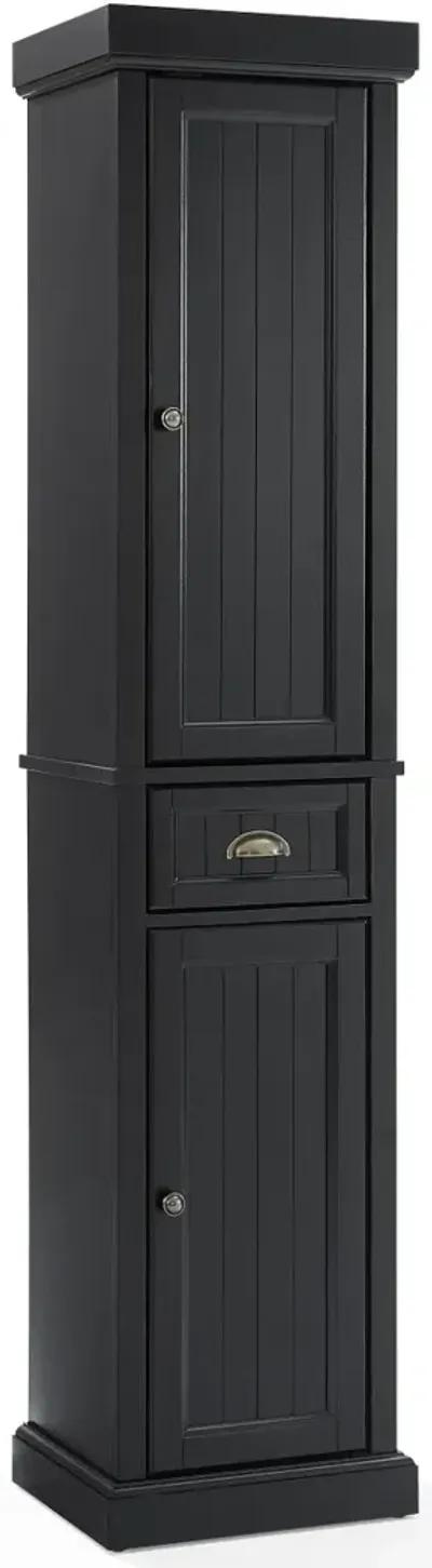 Seaside Distressed Black Tall Linen Cabinet