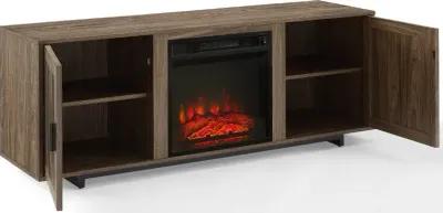 Silas 58" Walnut TV Stand with Fireplace