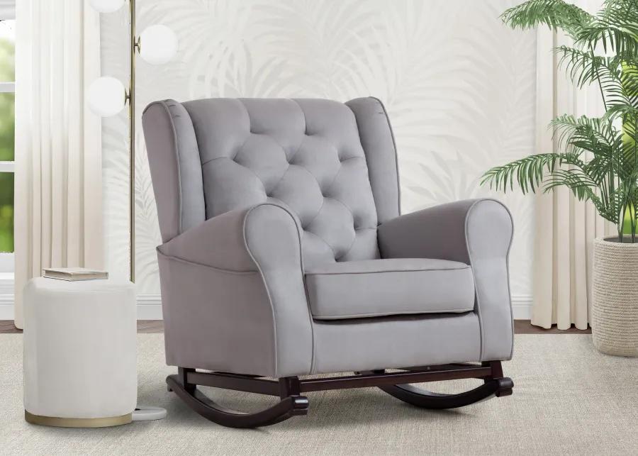 Emma Light Gray Upholstered Rocking Chair