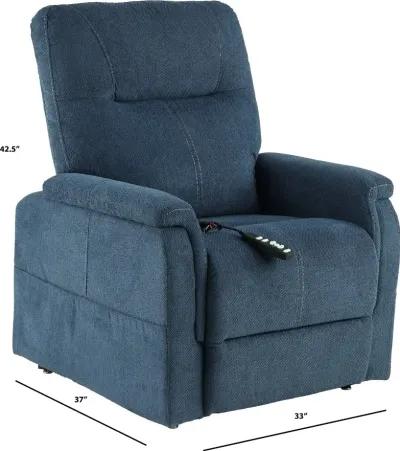 Dynamo Indigo Blue Power Lift Recliner with Heat and Massage