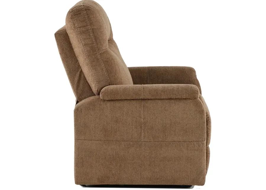 Dynamo Light Brown Power Lift Recliner with Heat and Massage