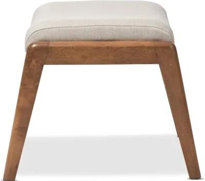 Roxy Beige and Walnut Ottoman