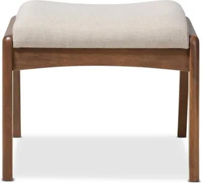 Roxy Beige and Walnut Ottoman