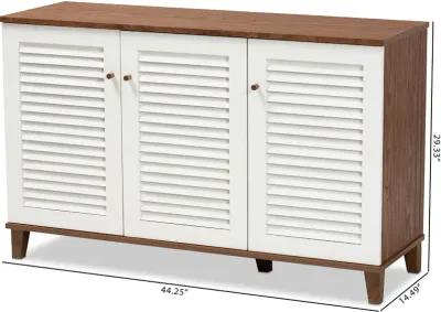 Coolidge Walnut & White Shoe Storage Cabinet