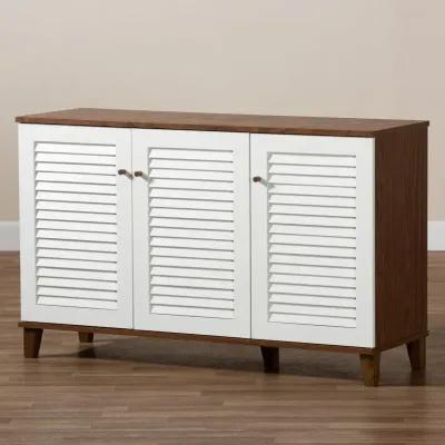 Coolidge Walnut & White Shoe Storage Cabinet