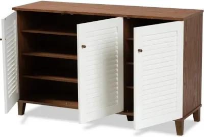 Coolidge Walnut & White Shoe Storage Cabinet