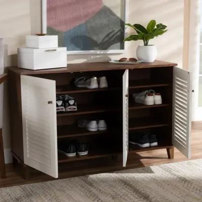 Coolidge Walnut & White Shoe Storage Cabinet