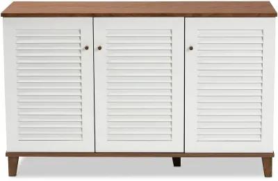 Coolidge Walnut & White Shoe Storage Cabinet