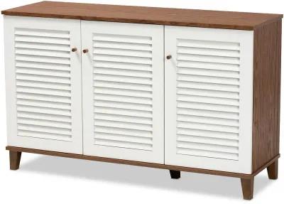 Coolidge Walnut & White Shoe Storage Cabinet