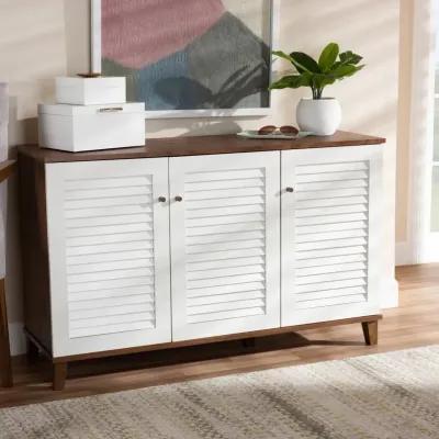 Coolidge Walnut & White Shoe Storage Cabinet