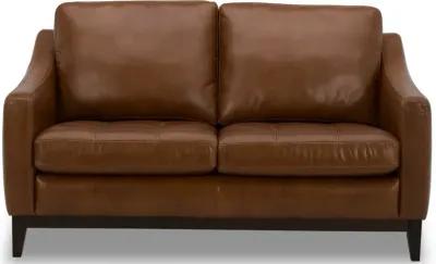 De la Cruz Brown Leather Loveseat