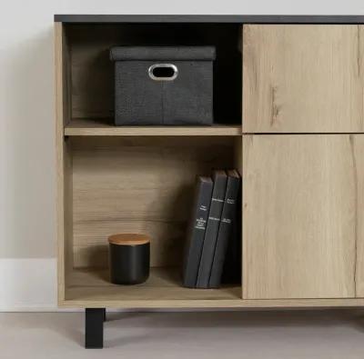 Octave Medium Oak and Black Storage Cabinet