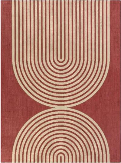 Cerise 8 x 10 Red Transitional Outdoor Patio Rug