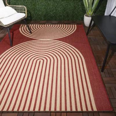 Cerise 8 x 10 Red Transitional Outdoor Patio Rug