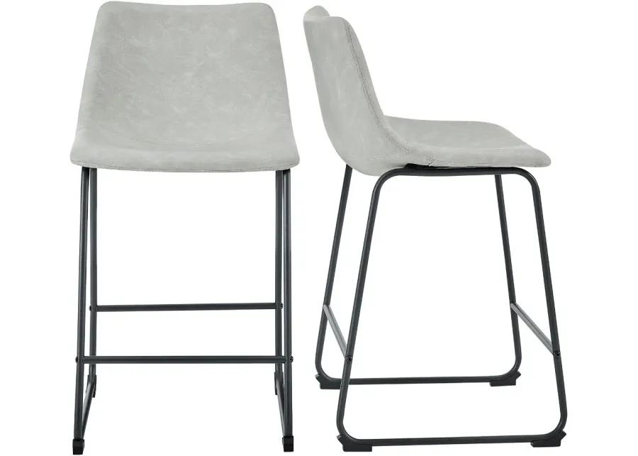 Saddles Gray Counter Stool, Set of 2 - Walker Edison