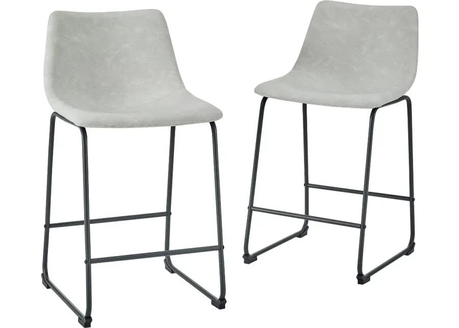 Saddles Gray Counter Stool, Set of 2 - Walker Edison