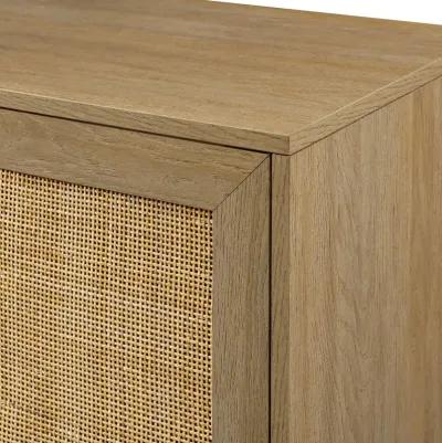 Jillian Coastal Oak Rattan-Door 58" TV Stand