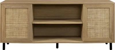 Jillian Coastal Oak Rattan-Door 58" TV Stand