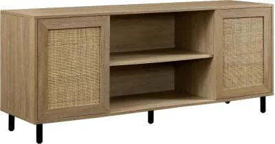 Jillian Coastal Oak Rattan-Door 58" TV Stand