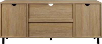 Jillian Coastal Oak Rattan-Door 58" TV Stand