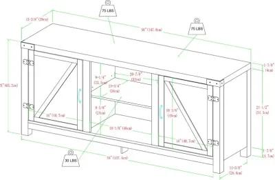 Barn Door Modern Farmhouse White & Oak 59" TV Stand