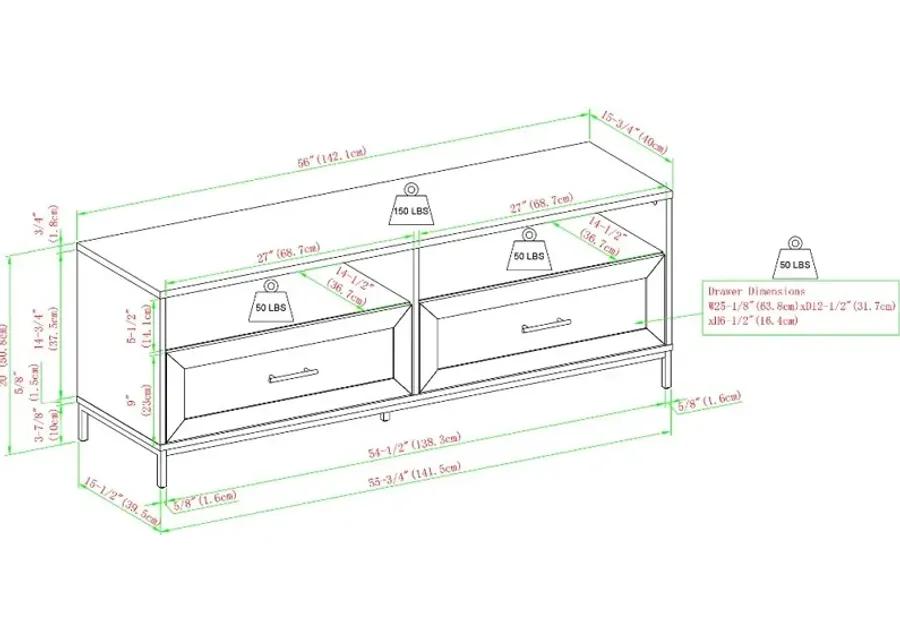 Chevy Birch 56" 2-Drawer Low Profile TV Stand