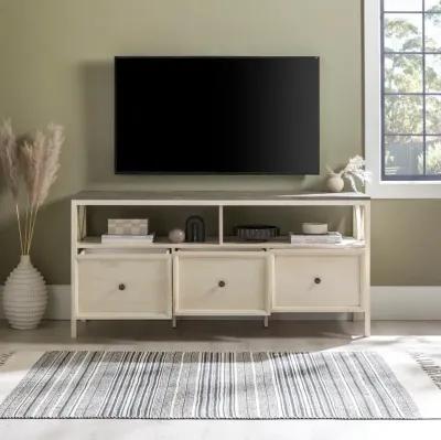 Natalee 60" Distressed White & Gray 3-Drawer TV Stand